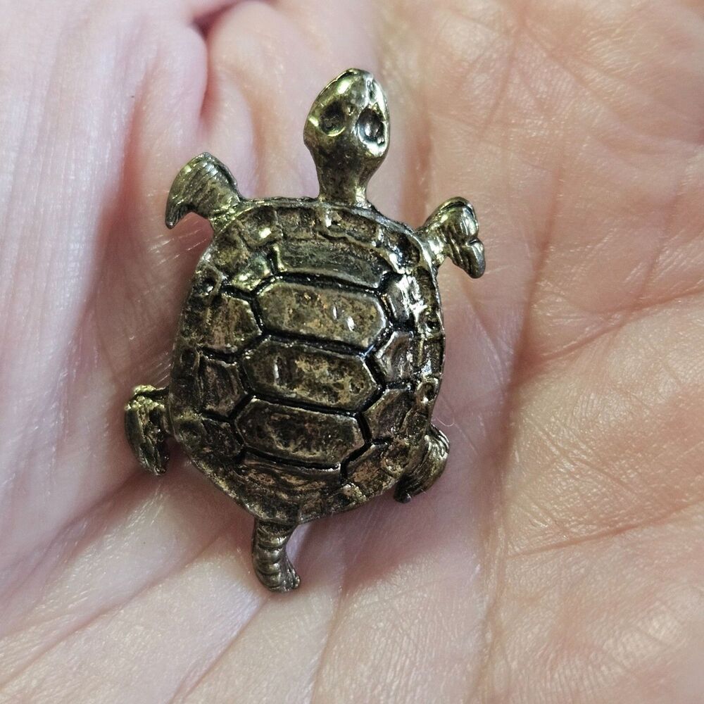 Vintage Bronze Tone Turtle Pin Lapel Hat Scarf